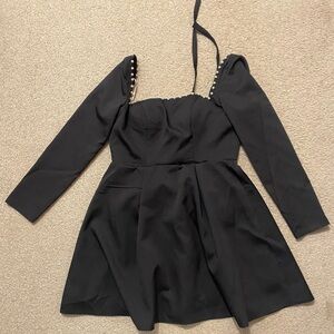 Black long sleeve short dress